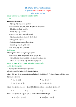 Đề cương ôn tập Giữa kì 1 Toán 6 Chân trời sáng tạo cấu trúc mới