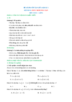 Đề cương ôn tập Giữa kì 1 Toán 6 Chân trời sáng tạo cấu trúc mới