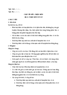 Giáo án chuyên đề Bài 2: Phân bón vô cơ Hóa học 11 Kết nối tri thức