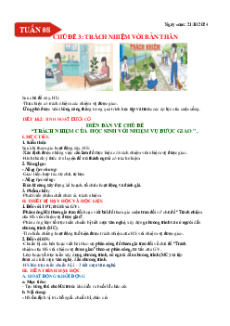 Giáo án Hoạt động trải nghiệm 9 Chủ đề 3: Trách nhiệm với bản thân