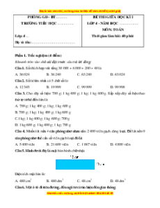 Đề thi giữa kì 1 Toán lớp 4 Chân trời sáng tạo (đề 2)