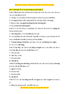 Bộ trắc nghiệm Kinh tế pháp luật 10 Chân trời sáng tạo (có đáp án)