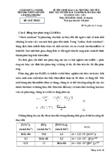Đề thi HSG Hóa học 11 Trường THPT Chuyên Lê Hồng Phong - Nam Định