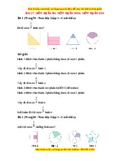 Giải Sgk Toán lớp 3 Bài 27: Một phần ba. Một phần năm. Một phần sáu (Cánh diều)