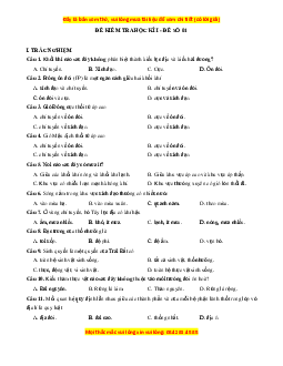 Đề thi cuối kì 1 Địa lý 10 Chân trời sáng tạo (đề 1)