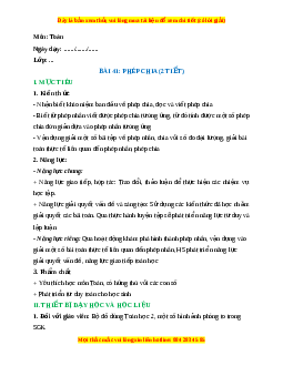 Giáo án Phép chia Toán lớp 2 Kết nối tri thức