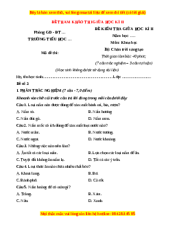 Đề thi giữa kì 2 Khoa học lớp 4 Chân trời sáng tạo - Đề 2
