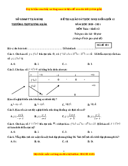 Đề thi thử Toán trường Hưng Nhân năm 2021