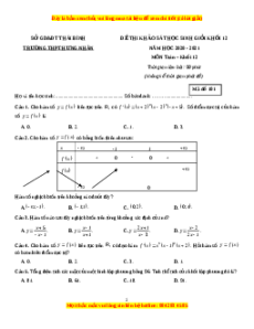 Đề thi thử Toán trường Hưng Nhân năm 2021
