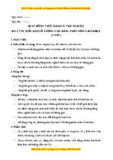 Giáo án Tìm hiểu hàm số lượng giác bằng phần mềm GeoGebra Toán 11 Chân trời sáng tạo