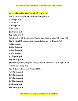 Trắc nghiệm Địa lý 7 Bài 2 Kết nối tri thức: Đặc điểm dân cư, xã hội Châu Âu