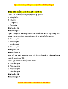 Trắc nghiệm Địa lý 7 Bài 2 Kết nối tri thức: Đặc điểm dân cư, xã hội Châu Âu