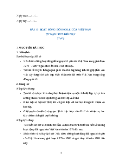 Giáo án Bài 13 Lịch sử 12 Cánh diều (2024): Hoạt động đối ngoại của Việt Nam từ năm 1975 đến nay