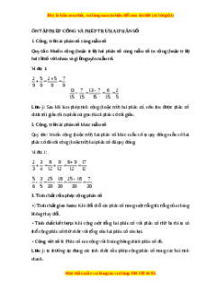 Lý thuyết Ôn tập: Phép cộng và phép trừ hai phân số Toán 5