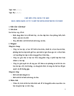 Giáo án Bài 6: Định dạng kí tự và bố trí hình ảnh trong văn bản Tin học lớp 5 Kết nối tri thức