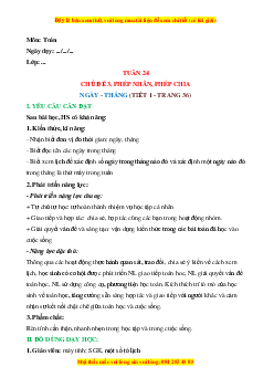 Giáo án Ngày - Tháng Toán lớp 2 Cánh diều