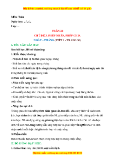 Giáo án Ngày - Tháng Toán lớp 2 Cánh diều