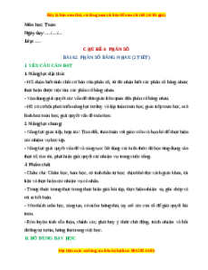 Giáo án Phân số bằng nhau Toán lớp 4 Chân trời sáng tạo