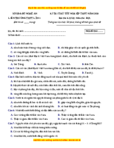 Đề thi thử tốt nghiệp Địa lí Liên trường Nghệ An lần 1 năm 2024