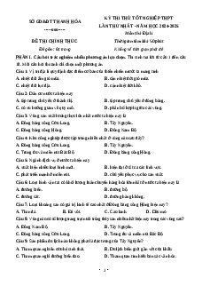 Đề thi thử tốt nghiệp THPT 2025 Địa lí Sở Thanh Hóa