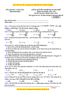Đề thi thử Vật Lí Sở Ninh Bình năm 2021
