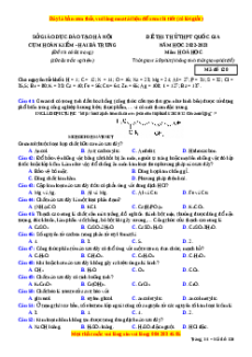 Đề thi thử Hóa Học Cụm Hoàn Kiếm năm 2023