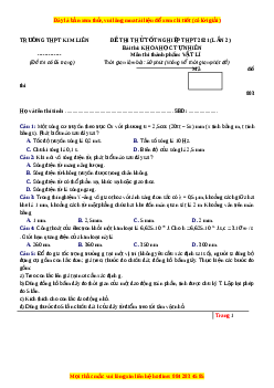 Đề thi thử Vật Lí trường Kim Liên năm 2021