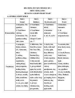 Đề cương ôn tập Cuối kì 1 Tiếng Anh 5 ilearn Smart world