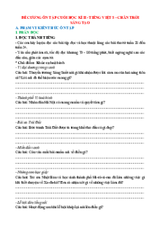 Đề cương ôn tập Cuối kì 2 Tiếng Việt lớp 5 Chân trời sáng tạo