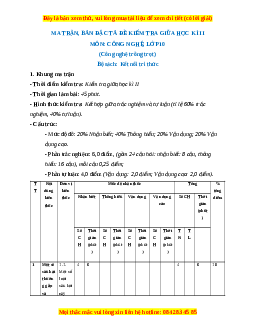 Đề thi Công nghệ 10 giữa kì 2 Kết nối tri thức (Công nghệ trồng trọt) - Đề 1