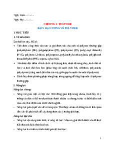 Giáo án Bài 9 Hóa học 12 Chân trời sáng tạo: Đại cương về polymer