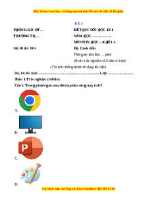 Đề thi cuối kì 1 Tin học lớp 4 Cánh diều - Đề 4