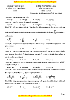 Đề thi thử Vật Lí trường Chuyên hạ Long năm 2021
