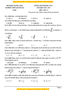 Đề thi thử Vật Lí trường Chuyên hạ Long năm 2021