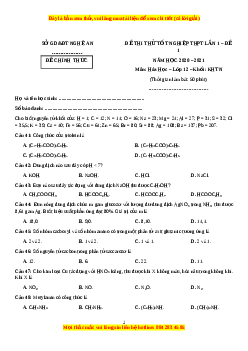 Đề thi thử Hóa Học Sở Nghệ An lần 1 năm 2021
