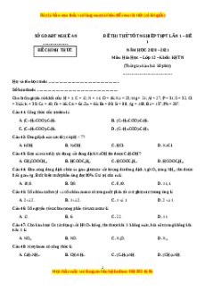 Đề thi thử Hóa Học Sở Nghệ An lần 1 năm 2021