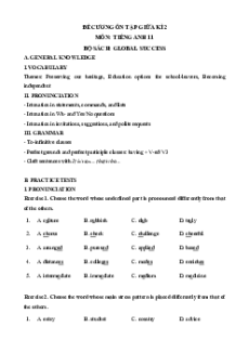 Đề cương ôn tập Giữa kì 2 Tiếng Anh 11 Global succes