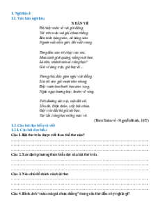 Ngữ liệu ngoài sgk lớp 8 phần Thơ 6 chữ, 7 chữ