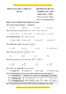 Bộ 5 đề thi cuối kì 1 Toán 8 Hồ Chí Minh có đáp án