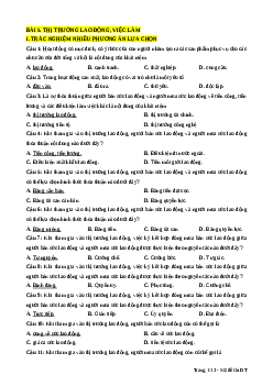 Trắc nghiệm Bài 5 Kinh tế pháp luật 11 Đúng-Sai, Trả lời ngắn: Thị trường lao động, việc làm