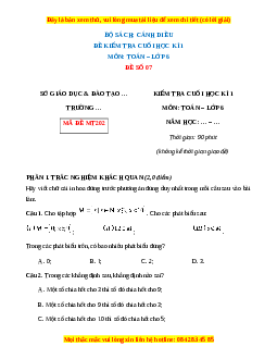 Đề thi cuối kì 1 Toán 6 Cánh diều (Đề 7)
