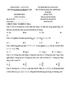 Đề thi Toán ĐGNL Đại học Sư phạm Hà Nội năm 2024