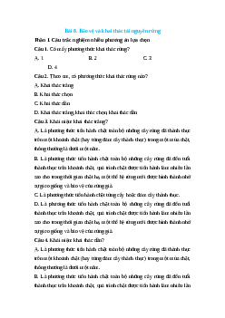 Trắc nghiệm Bài 8: Bảo vệ và khai thác tài nguyên rừng Công nghệ 12 Lâm nghiệp-Thủy sản Cánh diều