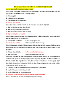 Trắc nghiệm Bài 11 Kinh tế pháp luật 10 Đúng-Sai, Trả lời ngắn: Khái niệm, đặc điểm và vai trò của pháp luật