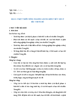 Giáo án Bài 21 Địa lí 12 Cánh diều: Phát triển nông nghiệp, lâm nghiệp và thuỷ sản ở Bắc Trung Bộ