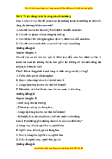 Trắc nghiệm KTPL 10 Bài 3 Chân trời sáng tạo: Thị trường và chức năng của thị trường