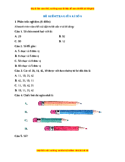 Đề thi giữa kì 2 Toán lớp 1 Cánh diều - Đề 6