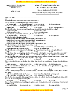 Đề Tốt nghiệp Sinh học 2024 theo đề tham khảo (Đề 8)