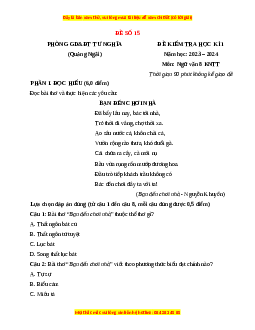 Đề thi cuối kì 1 Ngữ văn 8 Kết nối tri thức - Đề 15