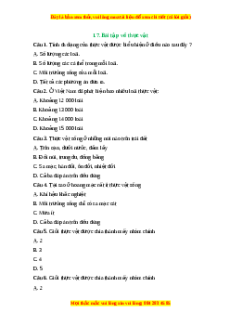 Trắc nghiệm Thực vật KHTN 6 Chân trời sáng tạo